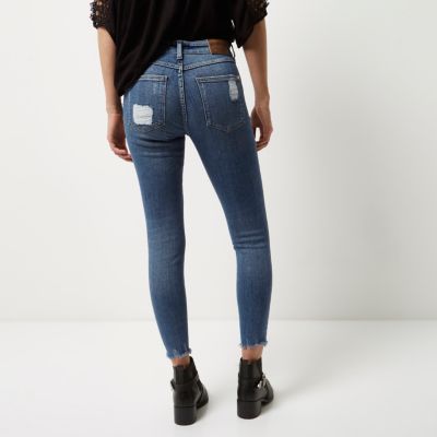 Blue ripped Alannah relaxed skinny jeans